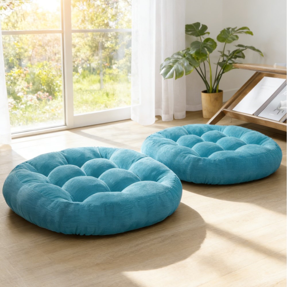 Floor Cushion Pouf - Gruba, duża, okrągła poduszka, miękka i