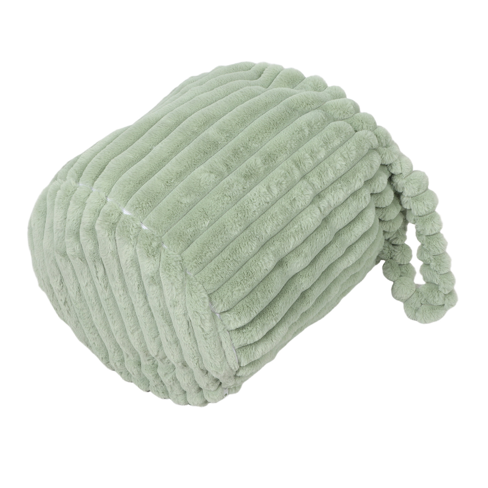 Floor Cushion Pouf - Okrągły pokrowiec na pufę/otomanę, jasnoszary, bez