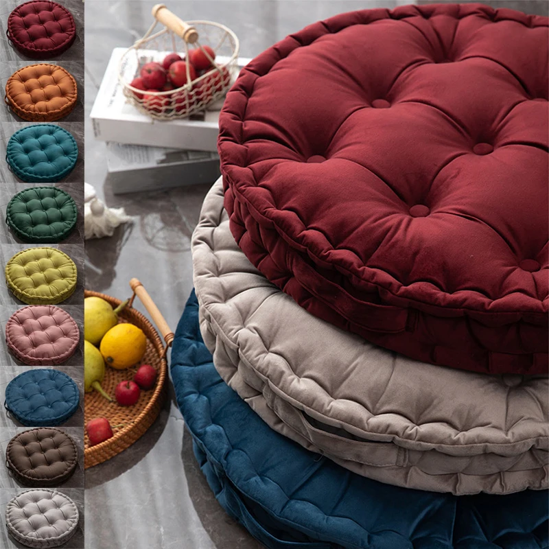 Floor Cushion Pouf - 60x60cm Nordic Plain Velvet Tatami Okrągła