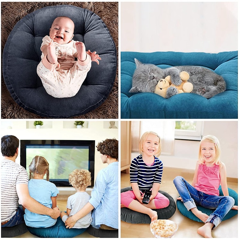 Gruba, duża, okrągła poduszka, – Floor Cushion Pouf recenzja i cena