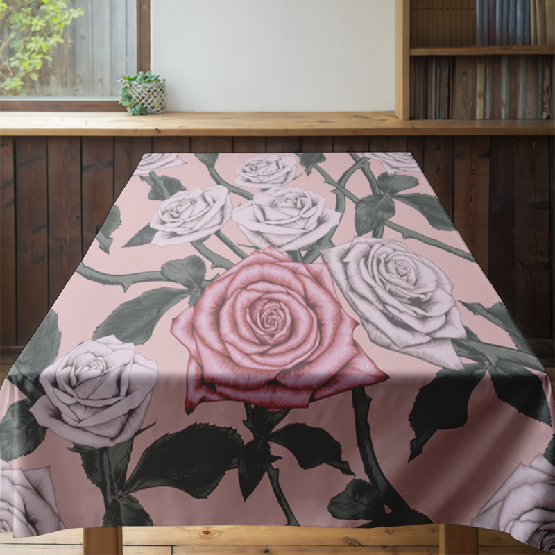 Różowy obrus w kwiaty z różowy – Home Textiles Com recenzja i cena