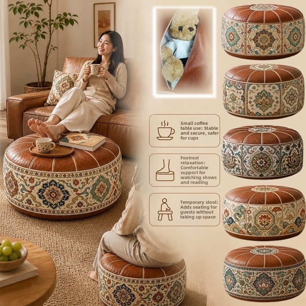 Nowy puf z ekoskóry PU, wzór b – Floor Cushion Pouf recenzja i cena