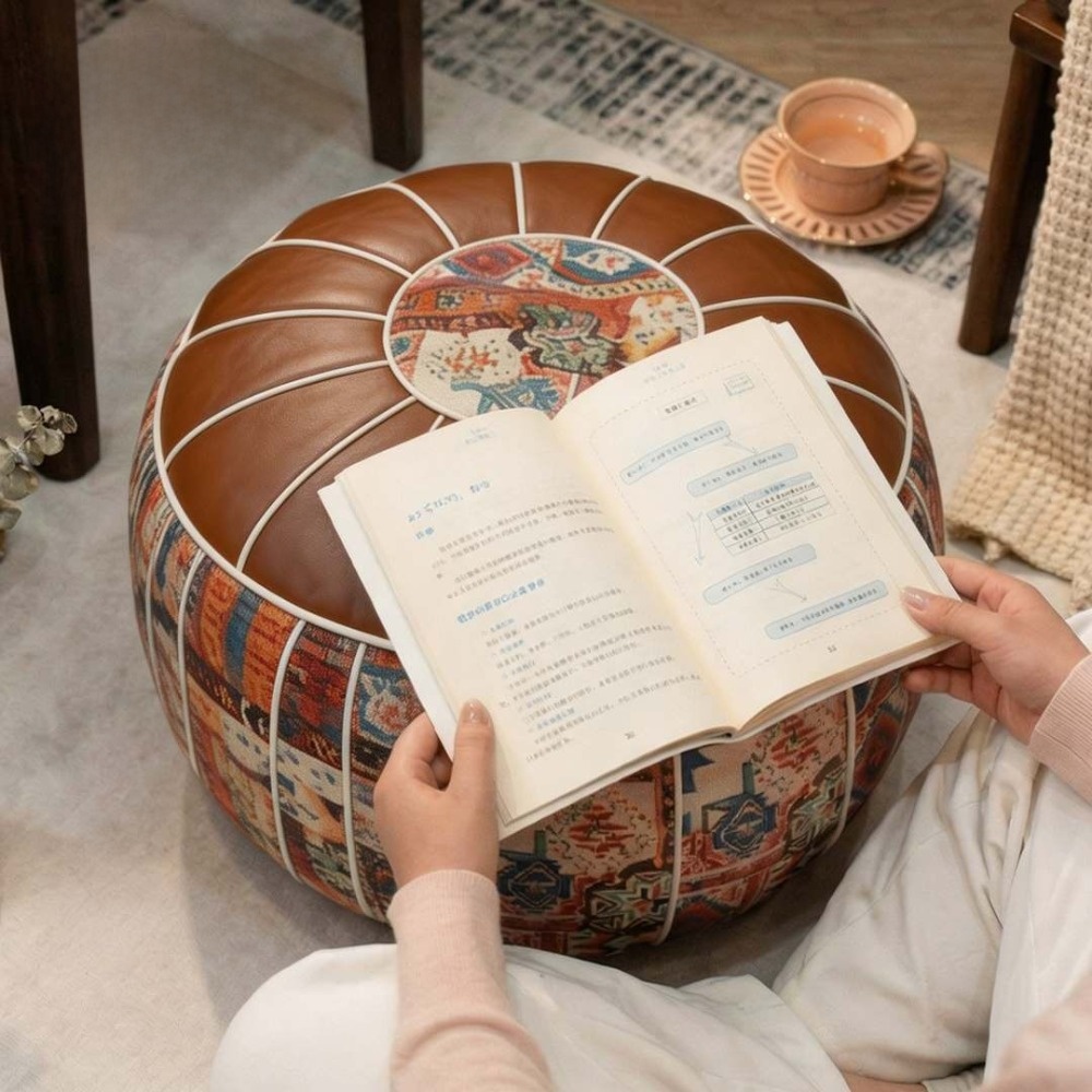 Puf Ottoman w stylu boho, skór – Floor Cushion Pouf recenzja i cena