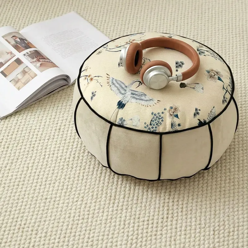 Okrągły puf w stylu chińskim,  – Floor Cushion Pouf recenzja i cena