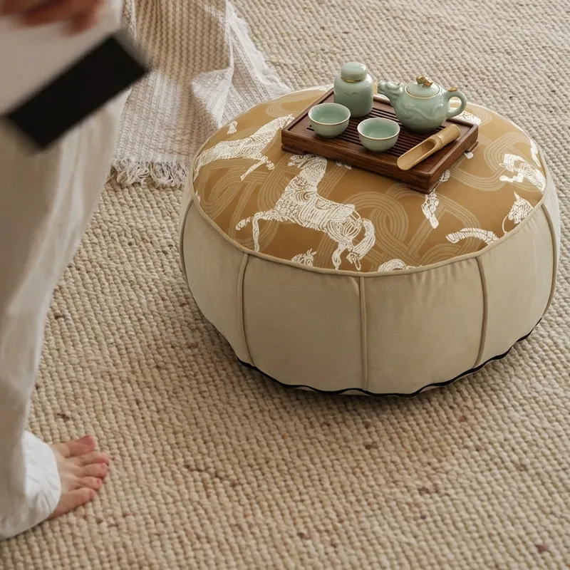 Okrągły puf w stylu chińskim,  – Floor Cushion Pouf recenzja i cena